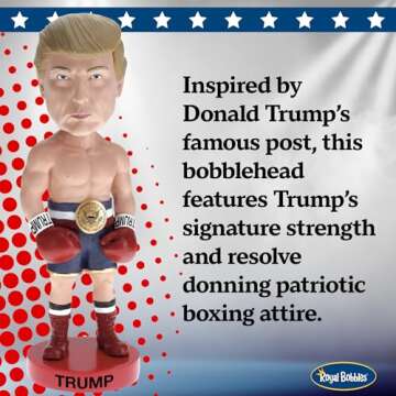 Royal Bobbles Donald Trump Boxer Never Surrender, 45th President of The United States - Knuckleheads Political Satire Collection – 7.9 Inches Tall – Collectible Bobblehead Statue