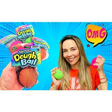 Stretchy Dough Ball (1 Ball) Fidget Toy Stress Balls for Adults and Kids. Neon Color Slow Rising Squishy Balls Autism Sensory Products. Stress Relief Toy Therapy Putty 401-1s