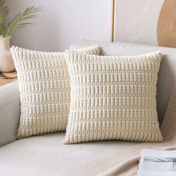 COZY HOME DECOR 😊: MIULEE 2 Pack 18x18 Inch Cream White Striped Throw Pillow Covers