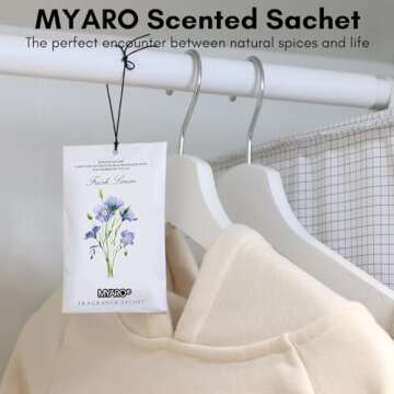 MYARO 12 Packs Linen Scented Sachets for Drawer and Closet, Long-Lasting Sachets Bags Air Freshener Fresh Scents, Potpourri Bags Home Fragrance Sachet for Lover