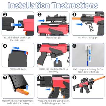 Toy Gun Automatic Sniper Rifle Bullets -Electric Toy Foam Blaster with 200 Darts, 2 Magazines and Grip, Toys for 8-12 Year Old Boys Adults, Birthday Xmas Gift for Kids Age 8+