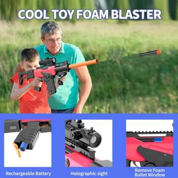 Toy Gun Automatic Sniper Rifle Bullets -Electric Toy Foam Blaster with 200 Darts, 2 Magazines and Grip, Toys for 8-12 Year Old Boys Adults, Birthday Xmas Gift for Kids Age 8+