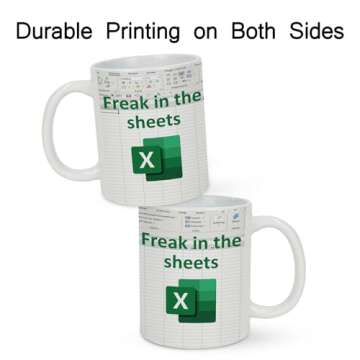 KRLWO Funny Coffee Mug Spreadsheet Excel Mug Freak in the Sheets Mug Novelty Funny Accountant Mug for Finance, Bankers, and Coworkers Accounting Boss, Friends, NA, CPA, CFO, Analysts