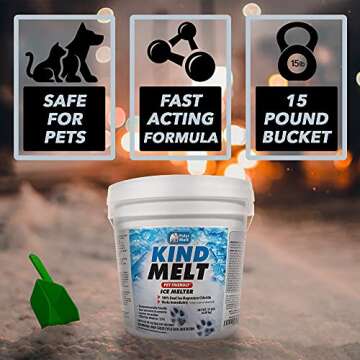 HARRIS Kind Melt Pet Friendly Ice and Snow Melter, Fast Acting 100% Pure Magnesium Chloride Formula with Scoop Included, 15lb