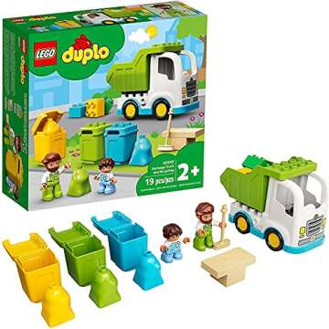 LEGO DUPLO Town Garbage Truck and Recycling 10945 Educational Building Toy; Recycling Truck for Toddlers and Kids; New 2021 (19 Pieces)