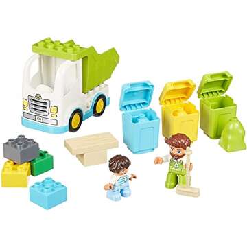 LEGO DUPLO Town Garbage Truck and Recycling 10945 Educational Building Toy; Recycling Truck for Toddlers and Kids; New 2021 (19 Pieces)