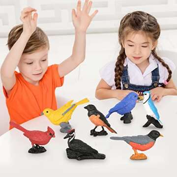 Newmemo Toy Bird Figures 7pcs Mini Bird Figurines for Kids Birds Cake Cupcake Topper Miniature Birds Animal Figure Oriole Robin Cardinal Bird Educational Toy Bird Cake Decoration Backyard Birds Toys