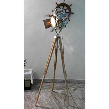 Thor Nautical 1950's Hollywood Studio Vintage Design Industrial Tripod Floor Lamp Rustic Vintage Home Decor Gifts