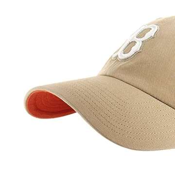 '47 Boston Red Sox Ballpark Clean Up Dad Hat Baseball Cap (Khaki/White/Burnt Orange)