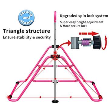 Tepemccu Expandable Gymnastics Bars,Adjustable Height Gymnastic Horizontal Bars,Junior Training Bar Children Folding Training Monkey Bars for Kids