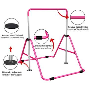 Tepemccu Expandable Gymnastics Bars,Adjustable Height Gymnastic Horizontal Bars,Junior Training Bar Children Folding Training Monkey Bars for Kids