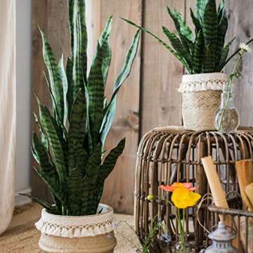 summer flower 23" Snake Plant Artificial Leaves Set, 21pcs Faux Sansevieria Plant Leaf,Tall Fake Snake Plants Outdoor,4 Sizes for Indoor Home Decor,Office,Garden,Tabletop Floor Decorations