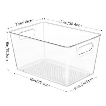 YIHONG Clear Plastic Storage Bins, 8 Pack Pantry Organizer Bins with Handle for Kitchen, Freezer,Cabinet,Closet Organization and Storage