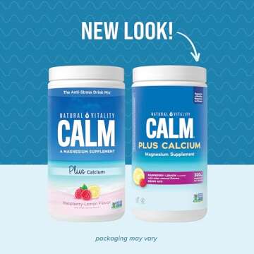 Natural Vitality Calm, Magnesium & Calcium Supplement, Drink Mix Powder Supports a Healthy Response to Stress, Gluten Free, Vegan, & Non-GMO, Raspberry Lemon, 16 oz