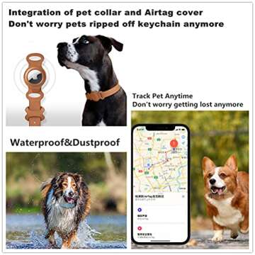 Leather pet Collar Integrated with Apple AirTag Tracker case Holder for Dog/cat Personalized Accessories,Rugged Aesthetic Comfortable Strap with Anti-Lost Waterproof Protective Cover (Brown, S/400mm)