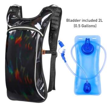 Hydration Pack, Hydration Backpack with 2L Hydration Bladder, Festival Essential Water Backpack for Raves, Biking, Running and Music Festival Gear