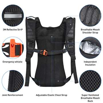 Hydration Pack, Hydration Backpack with 2L Hydration Bladder, Festival Essential Water Backpack for Raves, Biking, Running and Music Festival Gear