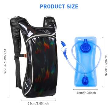 Hydration Pack, Hydration Backpack with 2L Hydration Bladder, Festival Essential Water Backpack for Raves, Biking, Running and Music Festival Gear