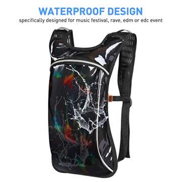 Hydration Pack, Hydration Backpack with 2L Hydration Bladder, Festival Essential Water Backpack for Raves, Biking, Running and Music Festival Gear