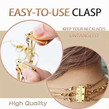 Dailyacc Lucky Necklace Layering Clasp 18K Gold and Silver Strong Multiple Necklace Clasps For Layered Look Separator