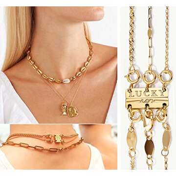 Dailyacc Lucky Necklace Layering Clasp 18K Gold and Silver Strong Multiple Necklace Clasps For Layered Look Separator