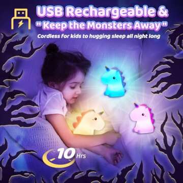 Unicorn Night Light for Kids,16 Colors Kids Night Light, Silicone Baby Night Light