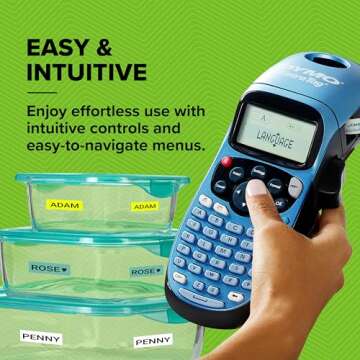 DYMO Label Maker Machine with Tape - 100H LetraTag Handheld, Comes with 3 LT Label Tapes. Great for Home & Office Organization