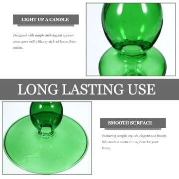 ULTNICE 1 Pc Romantic Retro Candle Holder Glass Candlesticks Home Candle Holder Dinner Candlestick Desktop Decor, Dark Green, MUC4N72291016MDR3HFC, 26.5x9cm