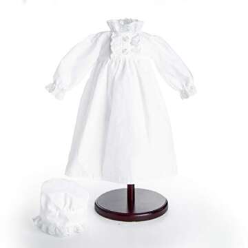 The Queen's Treasures 18 Inch Doll Clothes, Officially Licensed Little House on The Prairie Sleepwear Outfit. Nightgown and Nightcap, Doll NOT Included Compatible for Use with American Girl Dolls