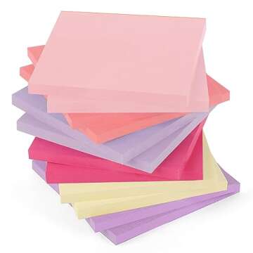 EOOUT Sticky Notes 3x3 Inches, 12 Pads, Fresh Colors Self-Stick Post for School Supplies, Strong Adhesive, Lavender Bliss, 720 Sheets