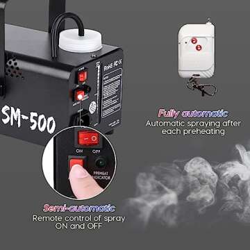 Fog Machine LURT 500W Mini Smoke machine with Wireless Remote Control and Auto Mode Portable for Parties,Outdoor,Halloween,Wedding,Stage,Effect,indoor,Disco and Disinfection 2000CFM,Fuse Protection