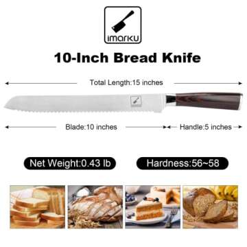 10-Inch imarku Bread Knife - Professional Serrated Cutter