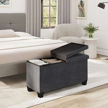 Versatile Storage Ottoman Bench - Stylish & Functional, 30-Inch Grey Design