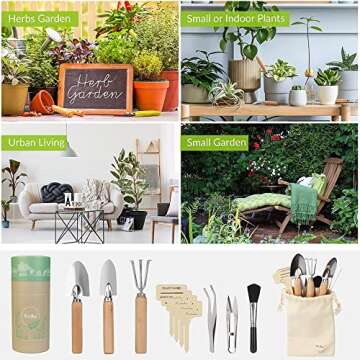 Indoor Garden Tools for Gardening - KiiZYS 12-Piece Small Garden Tools Set - Indoor Gardening Gifts for Women - Mini Gardening Hand Tools Indoor Plant Tools