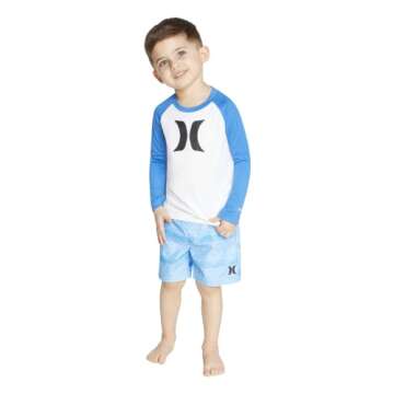 Hurley Boys' Swim Suit 2-Piece Outfit Set, Fountain Blue, 4T