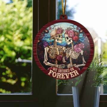 Skeleton Couple Suncatcher Ornament - Gothic Valentine Gift