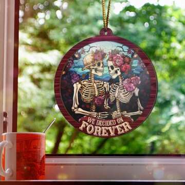 Skeleton Couple Suncatcher Ornament - Gothic Valentine Gift