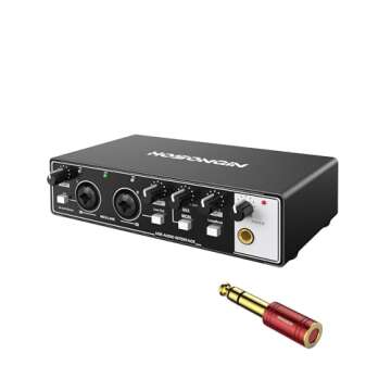 HOSONGIN USB Audio Interface for PC & Mac, Budget-Friendly 24-bit/192kHz Sound Card, Plug-and-Play Mixer for Beginners, Guitar, Podcast, and Streaming with 48V Phantom Power