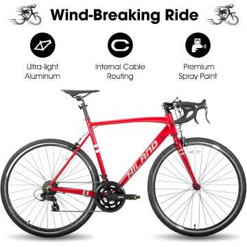 HILAND 700c Road Bike 14 Speed, Aluminum Frame Racing Bike, City Commuter Bicycle for Men Women