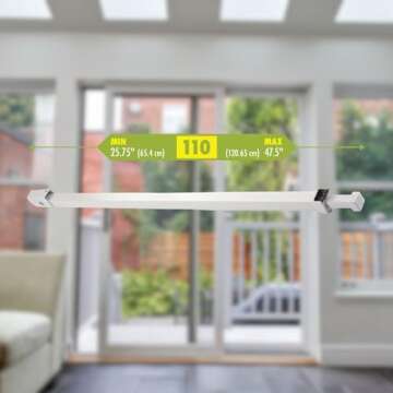 Ideal Security Sliding Door Security Bar with Childproof Lock, Adjustable, for Patio Doors and Sliding Glass Doors (25.75-47.5 Inches)