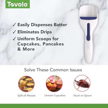 Tovolo Cupcake Scoop Batter Dispenser - Easy to Use Baking Scoop for Muffins, Cupcakes, Cookie Dough & Pancakes - Unique Baking Supplies, Gadgets & Appliances for Kitchen- BPA Free & Dishwasher Safe