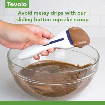 Tovolo Cupcake Scoop Batter Dispenser - Easy to Use Baking Scoop for Muffins, Cupcakes, Cookie Dough & Pancakes - Unique Baking Supplies, Gadgets & Appliances for Kitchen- BPA Free & Dishwasher Safe