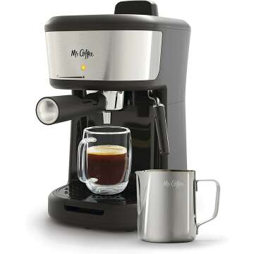 Mr. Coffee Espresso and Cappuccino Machine Single Serve with Milk Frother