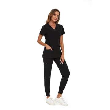 COZYFIT Women's Scrubs - V-Neck Top & Jogger Set