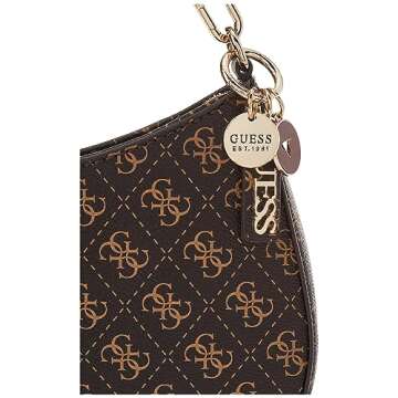 GUESS Noelle Top Zip Shoulder Bag in Brown Logo