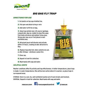 RESCUE! Big Bag Fly Trap – Disposable, Outdoor Use - 6 Traps