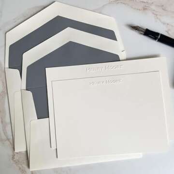 Personalized Embossed Stationery Set - 100 Pieces (2 Paper Sizes)