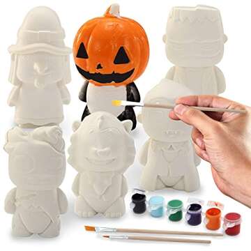 JOYIN Halloween Squishy Toys Coloring Craft Kit with 6 Different Characters, 6 Colors Paints, and 3 Paintbrushes. Art & Craft Kit DIY Set Halloween Party Games for Kids Activities Party Favors