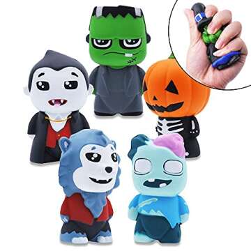 JOYIN Halloween Squishy Toys Coloring Craft Kit with 6 Different Characters, 6 Colors Paints, and 3 Paintbrushes. Art & Craft Kit DIY Set Halloween Party Games for Kids Activities Party Favors