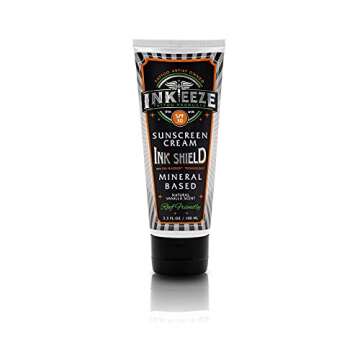 INK-EEZE Bundle: Green Tattoo Ointment 3.3oz Tube + Ink Shield Mineral Tattoo Sunscreen SPF30 3.3oz Tube